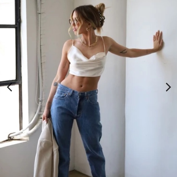 Satin Cropped Cowl Top - Picture 2 of 3